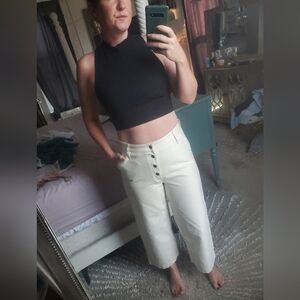 J. Crew Factory Button Fly Wide Leg Cream Pants